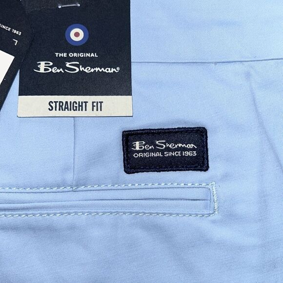 NEW Ben Sherman Mens Light Blue Straight Fit Pants - Picture 2 of 9